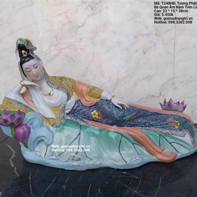 TƯỢNG PHẬT BÀ QUAN ÂM NẰM TRÊN LÁ SEN